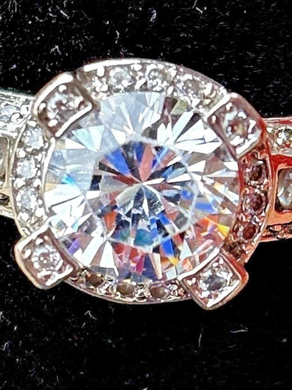 Sterling Silver 925 Halo Ring US 6